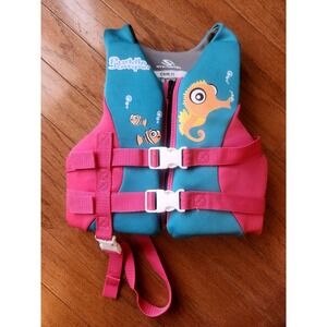 Stearns Puddle Jumper Child Life Jacket Teal Pink Fish 30-50 lbs